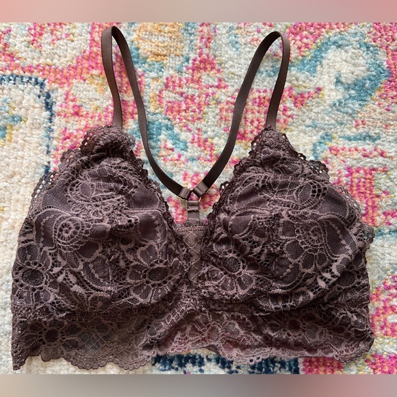 aerie Other - Aerie Racerback Padded Lace Mesh Bralette Taupe
Medium